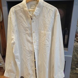 Classic White Textured Button-Down Shirt, Wooden Buttons, 100 Cotton